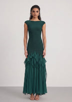 Leontine Knit Bandage Maxi Dress In Green