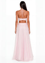 Achelle Halter Satin Maxi Dress In Pink