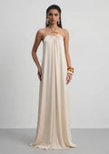 Halter With A Metallic Ring Maxi Dress In White