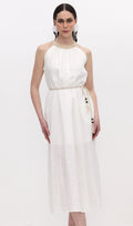 Halter Neck Linen Midi Dress