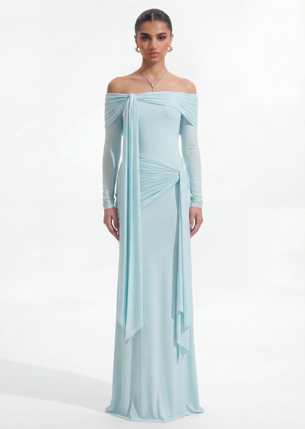 Heloise Long Sleeve Maxi Dress In Blue