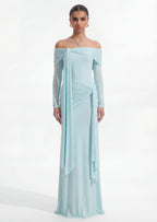 Heloise Long Sleeve Maxi Dress In Blue