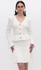 Hollow Ruffle Knite Mini Dress