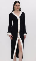 Knitted Contrasting Cuffs Maxi Dress
