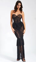 Lace Corset Maxi Dress In Black