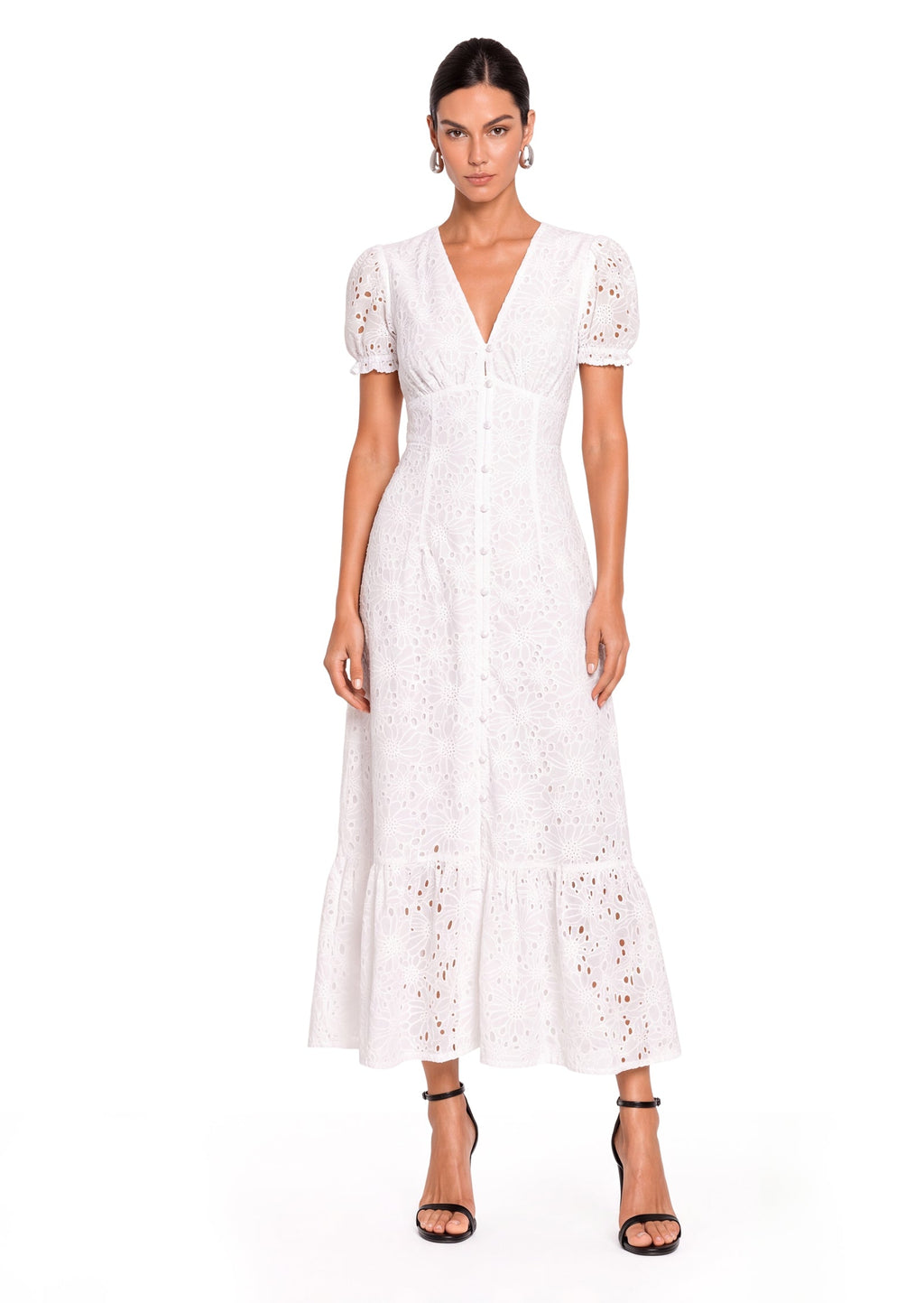 Sadb Short Sleeved Embroidered Midi Dress