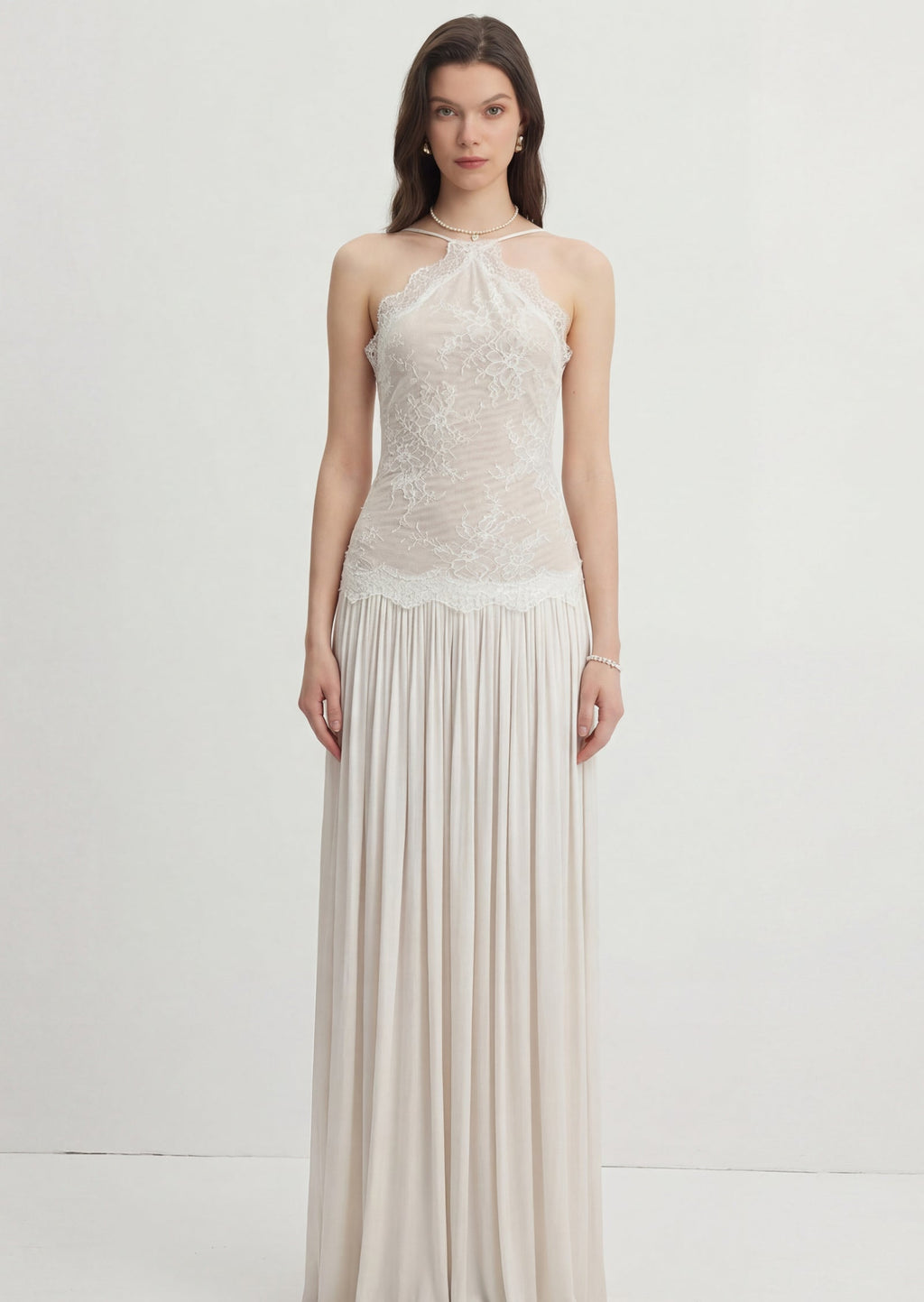 Lace Floral Ruched Maxi Dress