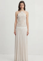 Lace Floral Ruched Maxi Dress