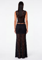 Esthela Lace Maxi Skirt Two Piece Set In Black