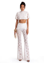Estelle Cape Top & Lace Flares Set