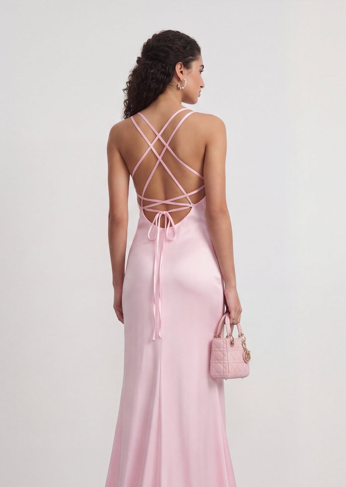 Coralie Satin Maxi Dress With Lace Trim