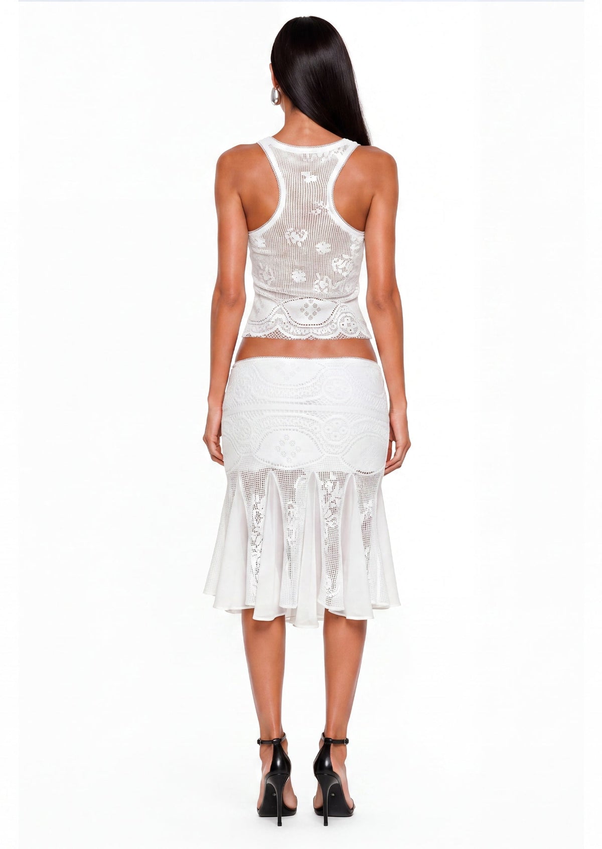 Zabel Mini Skirt Two Piece Set In White