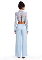 Aula Piece Set Pants & Lace Top Blue