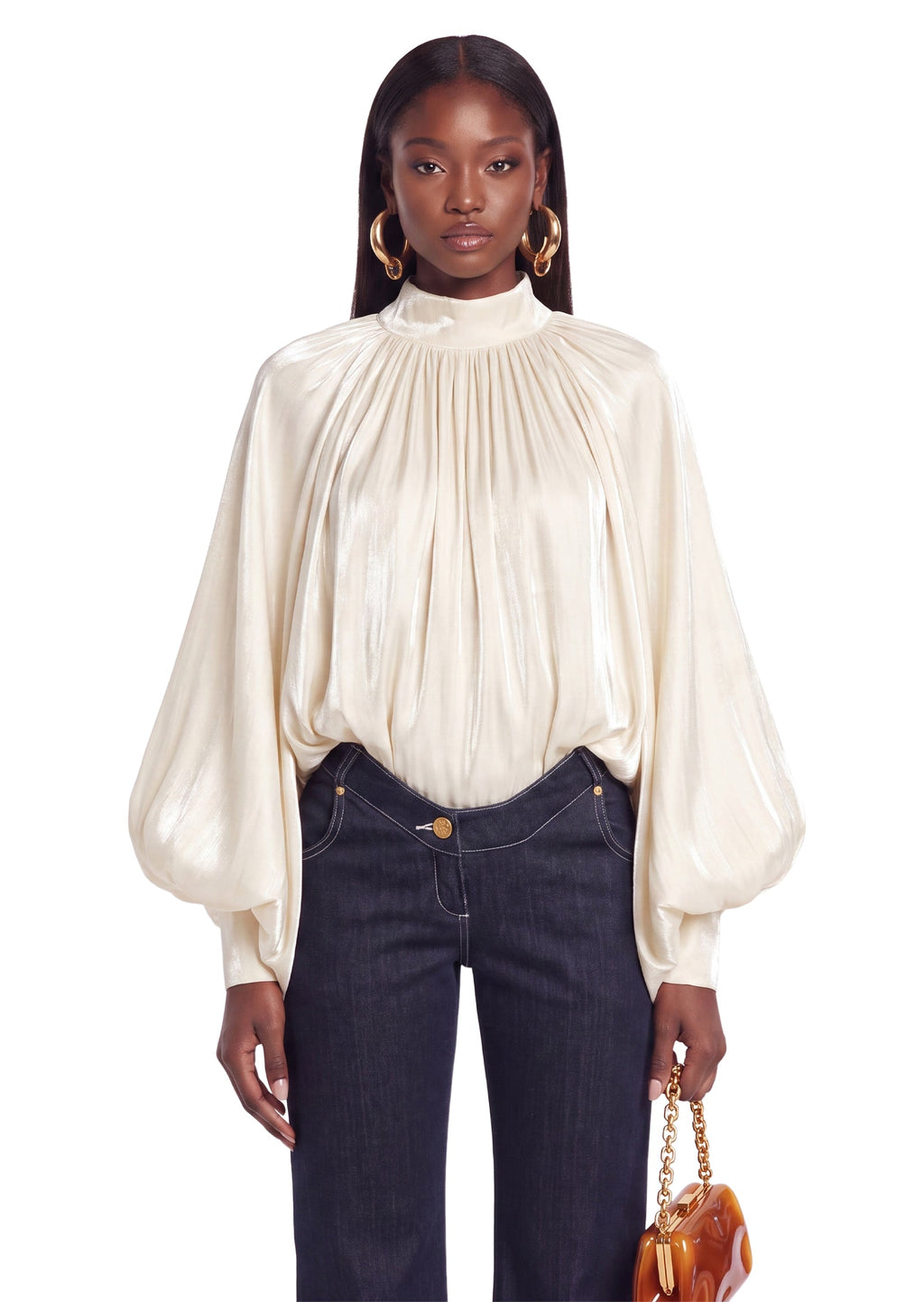 Zaiden Draped Lantern Sleeve Top