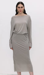 Long Sleeve Midi Skirt Two Piece Sets