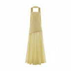 Halina Strapless Layered Train Maxi Dress In Lemom