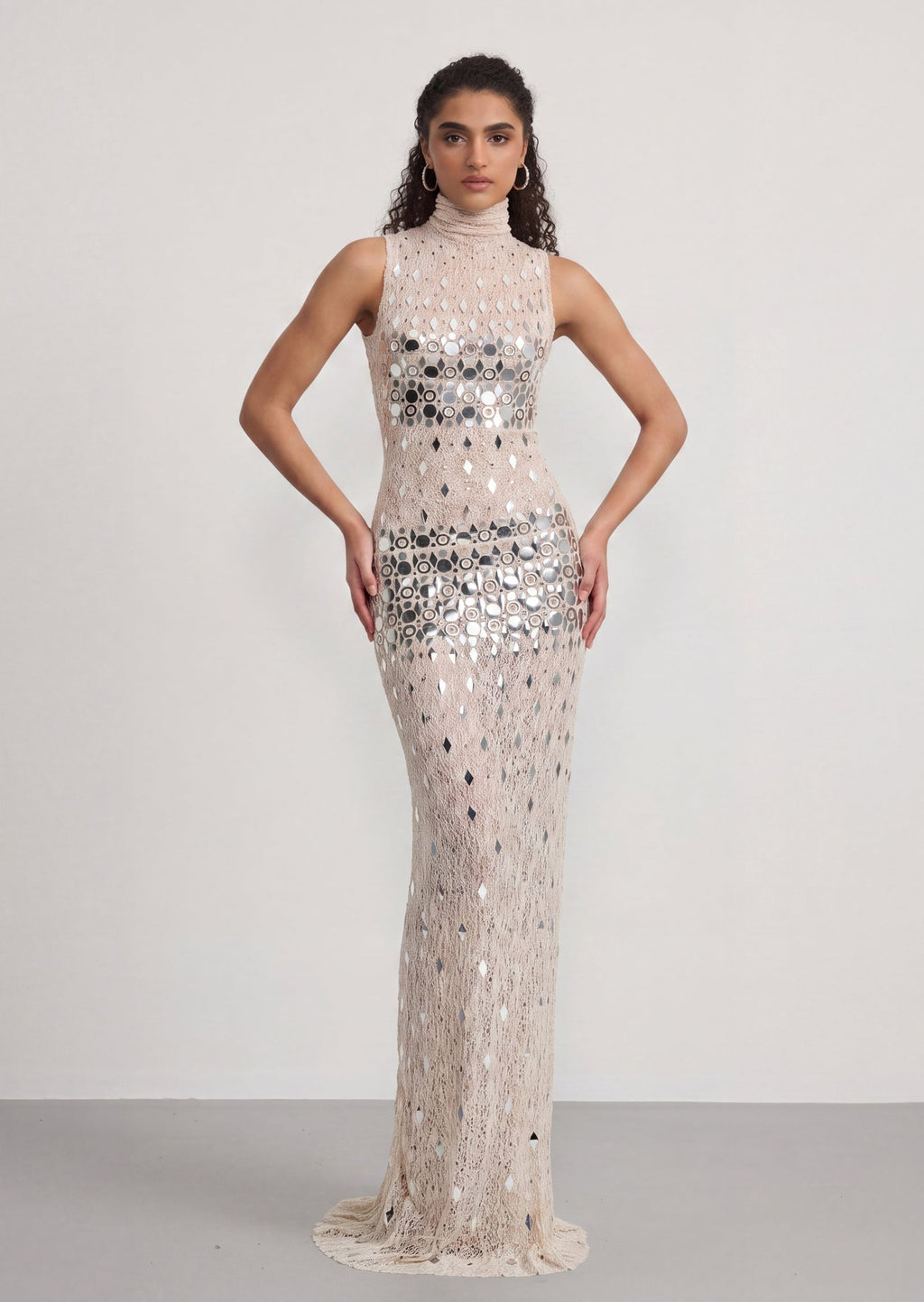 Colette High Neck Lace Maxi Dress In White