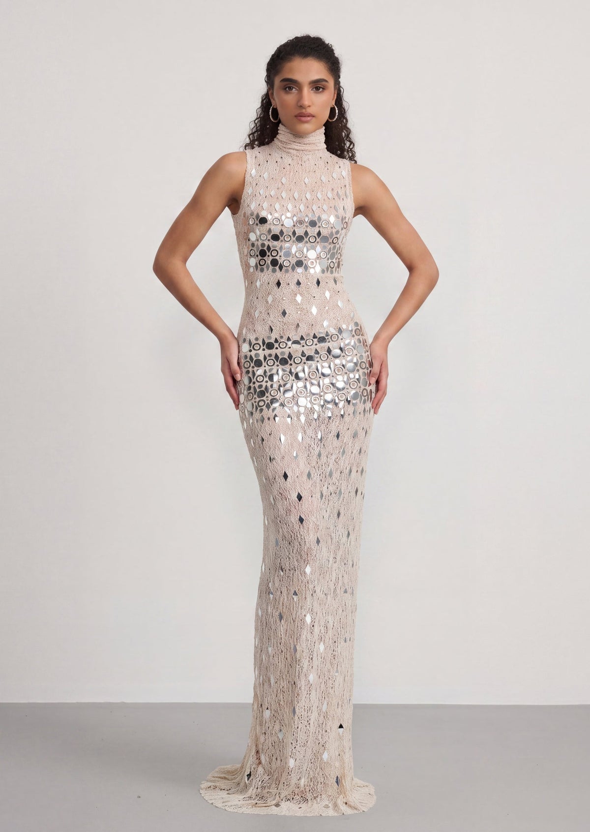 Colette High Neck Lace Maxi Dress In White