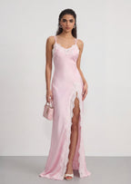 Coralie Satin Maxi Dress With Lace Trim