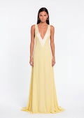 Deep V Neck Sleeveless Maxi Dress In Yellow