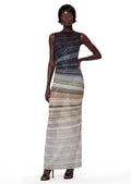 Acatzin Sequined Striped Lamé Maxi Dress