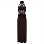 Zadok Knit & Crochet Maxi Dress In Dark Chocolate