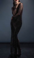Mesh With Monochrome Lining  Maxi Dress