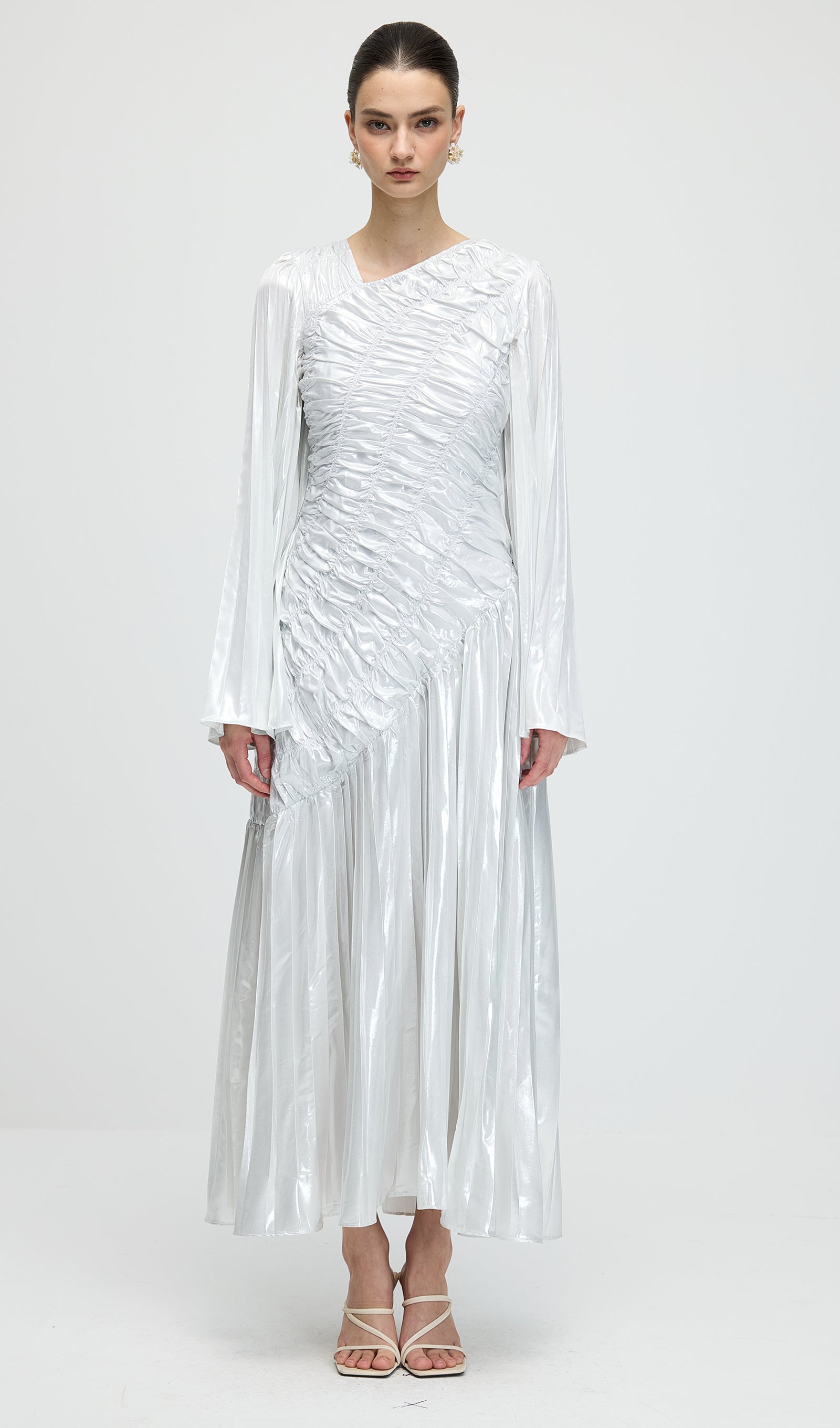 Metallic Long Sleeve Maxi Dress