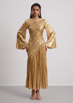Metallic Maxi Dress In Gold