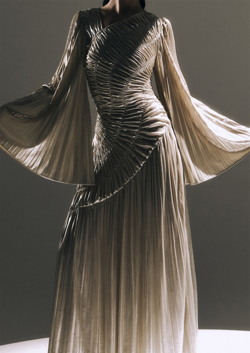 Metallic Ruffled Maxi Dress