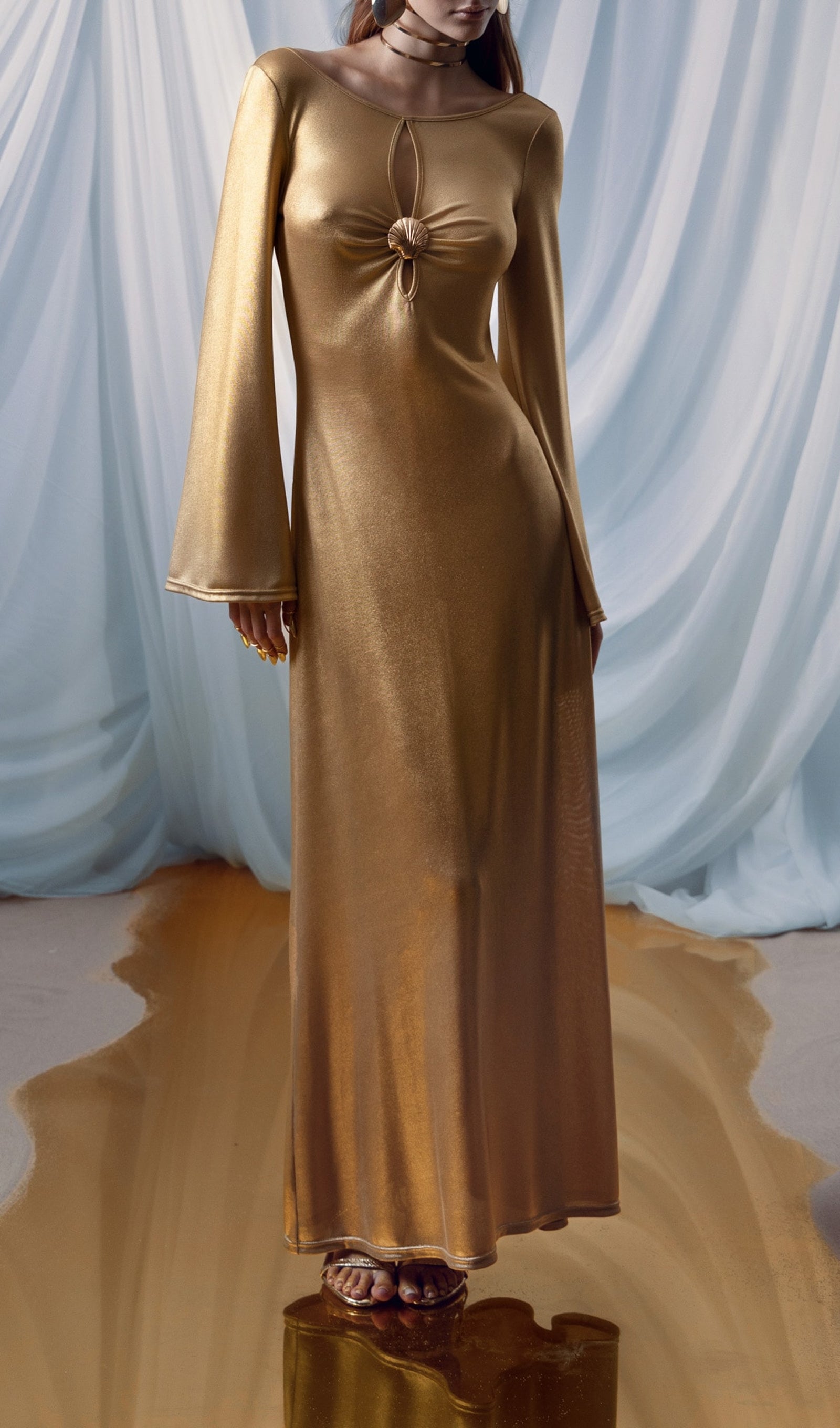 Metallised Jersey Maxi Dress