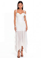 Gainell Off Shoulder Midi Dress In White