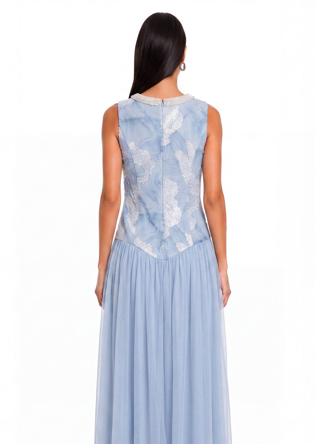 Riley Sleeveless Beaded Midi Dress In Blue