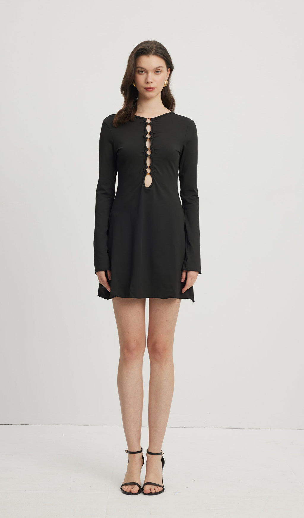 Hollow Out Mini Dress Black