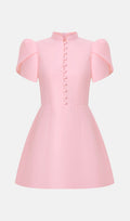 Mini Dress With High Collar In Pink