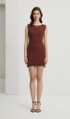 Mayok Open Back Mini Dress Coffee