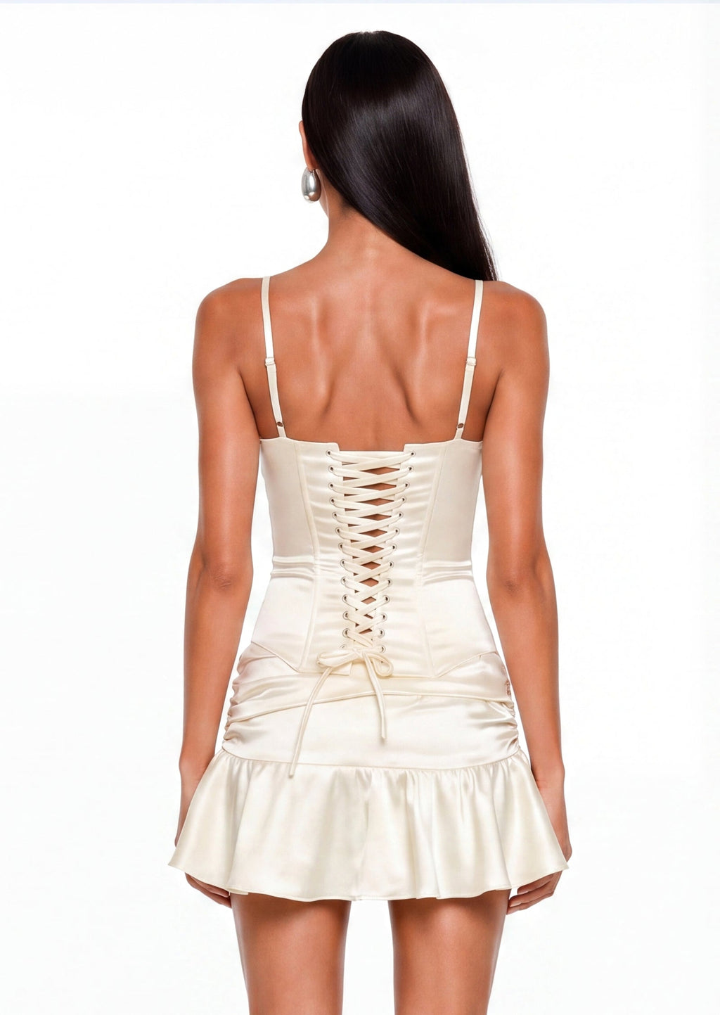 Hachir Satin Corset & Pleated Mini Skirt Set