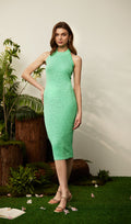 Monogram Pattern Knitted Midi Dress