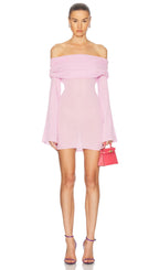 Off Shoulder Rib Knit Mini Dress