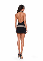 Aarnay high Neckline Open Back Mini Dress In Black