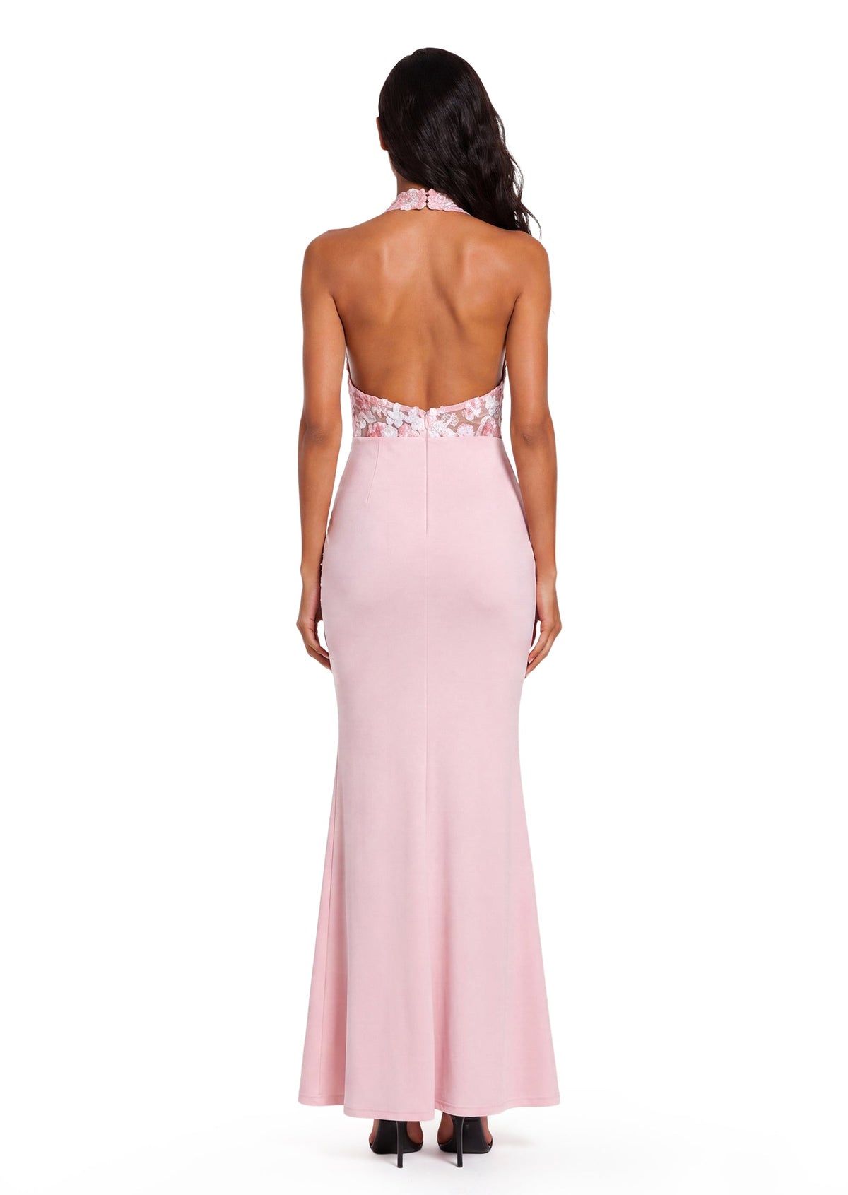 Beale Embroidered Sheer Mesh Dress In Pink