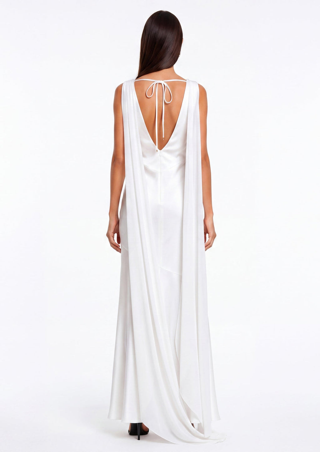 Solid Satin Flared Maxi Dress