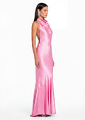 Kyra Cowl Neck Satin Maxi Dress In Pink