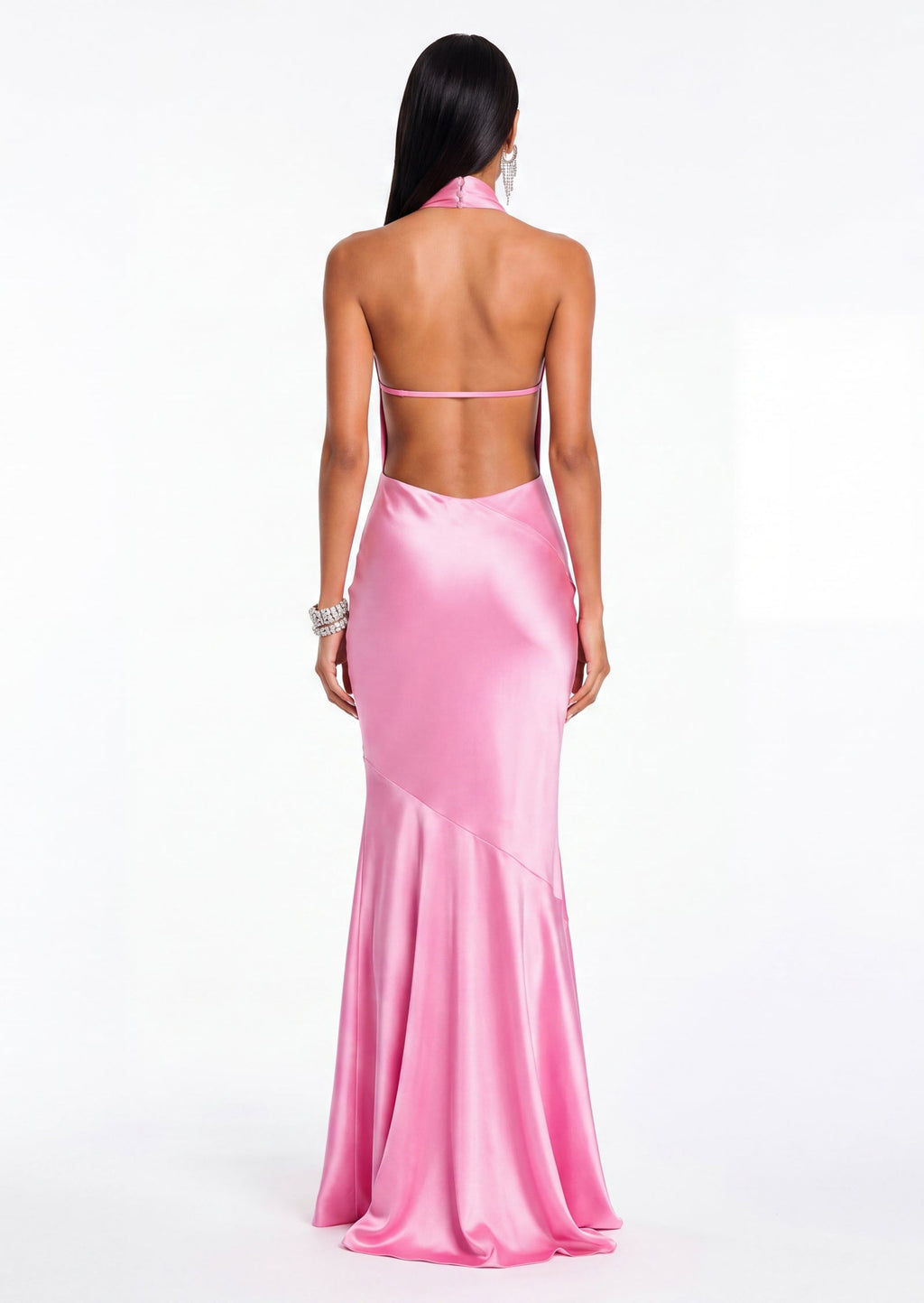 Kyra Cowl Neck Satin Maxi Dress In Pink