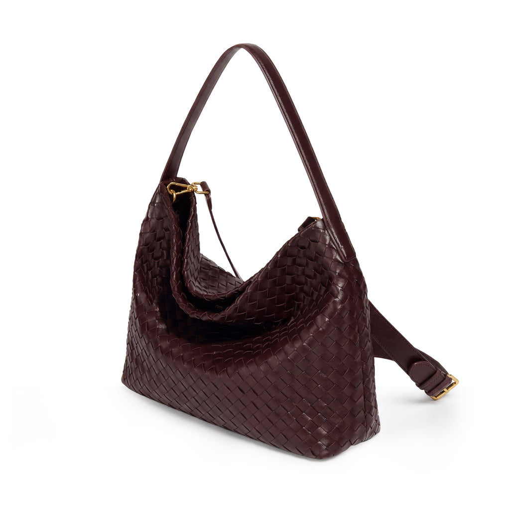 Margaret Woven Tote Bag In Grape Purple