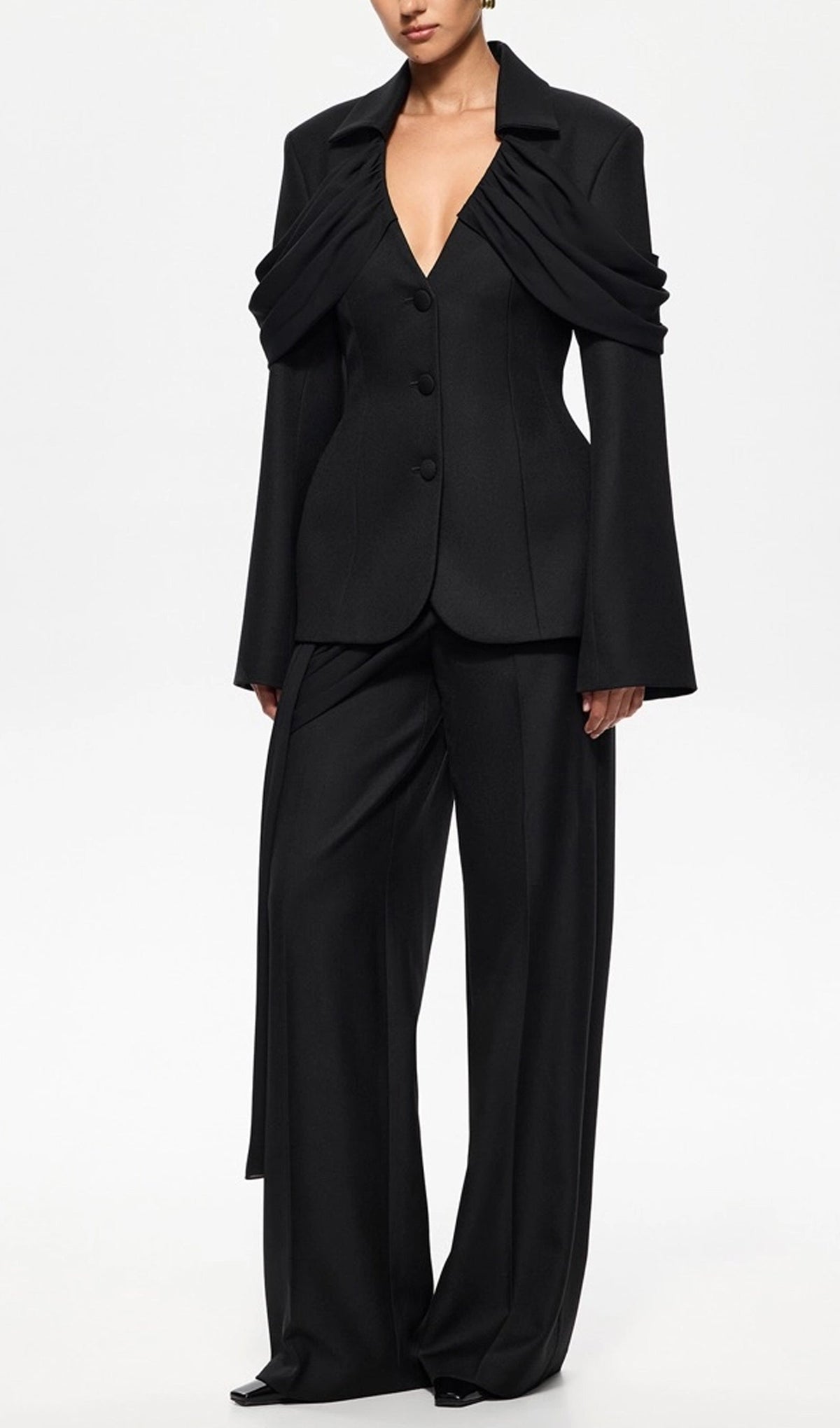 Panels  Suiting Jacket & Straight-Leg Trousers Set