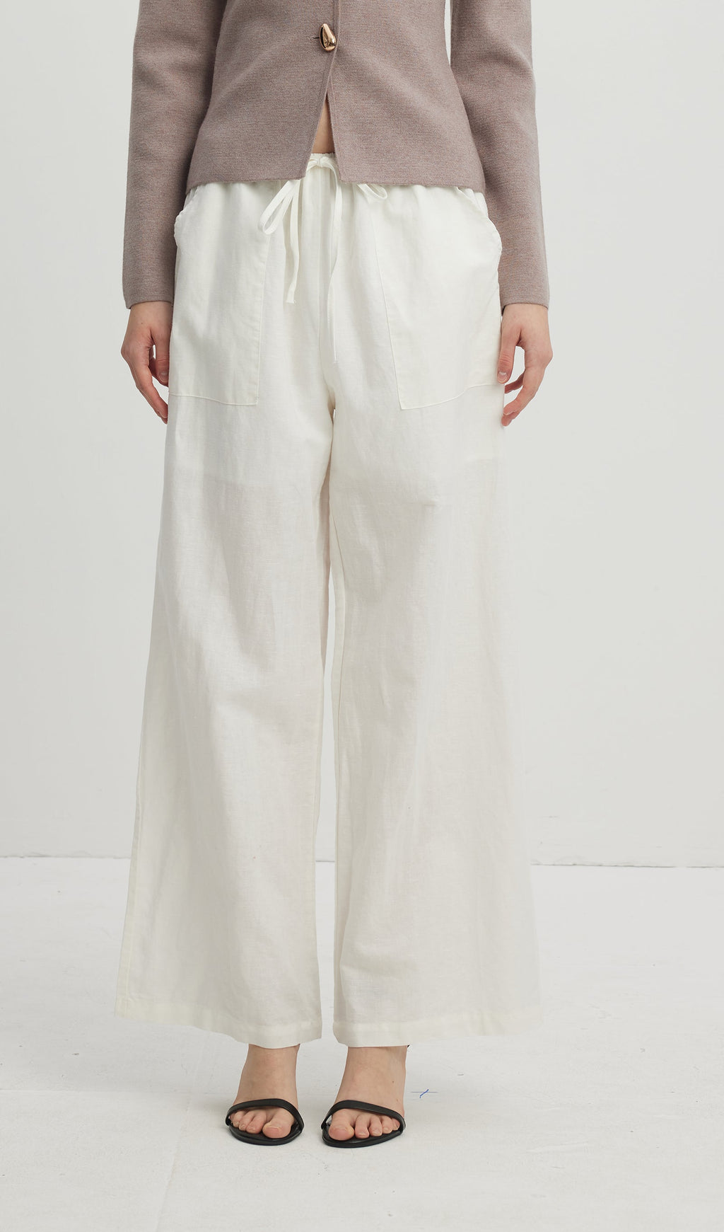 Loose Tie Pants White