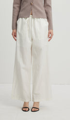 Loose Tie Pants White