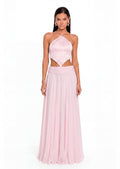 Achelle Halter Satin Maxi Dress In Pink