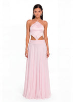 Achelle Halter Satin Maxi Dress In Pink